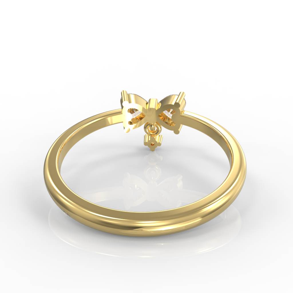 Sparkling Bow Charm Engagement Ring – Hallmarked 925 Sterling Silver Yellow Gold Plated | Elegant & Romantic Jewelry